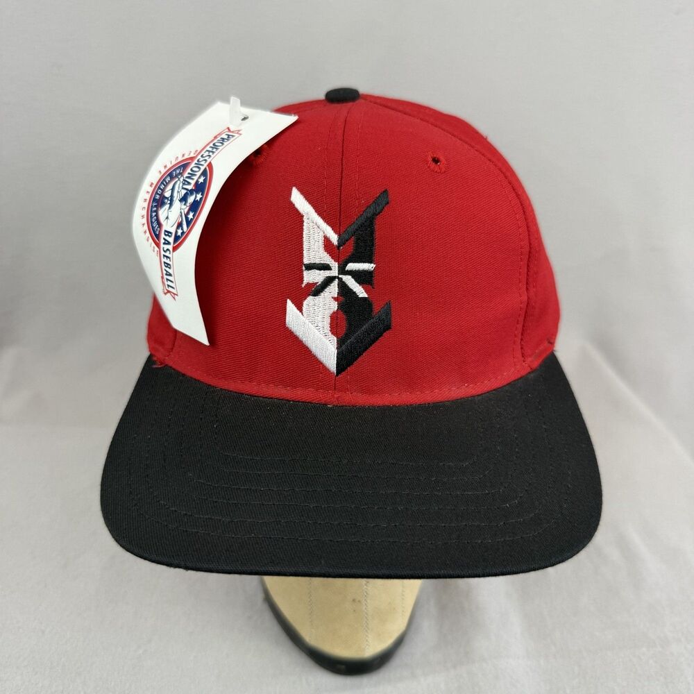 Vtg Indianapolis Indians Hat Snapback Twins Professional Baseball Black Red MiLB